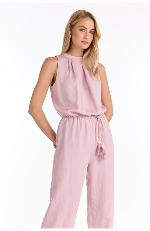 The Noli Shop Fernanda Linen Jumpsuit In Pink