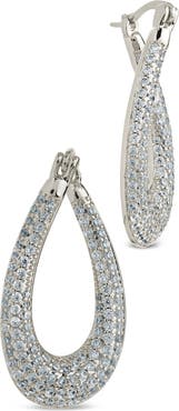 Sterling Forever Clodagh Teardrop Pavé Hoop Earrings