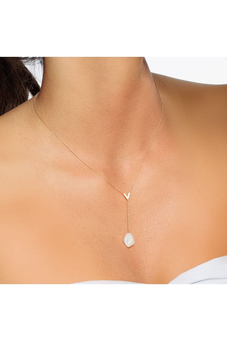 Pearl Drop Lariat Necklace, Alternate, color, Pearl