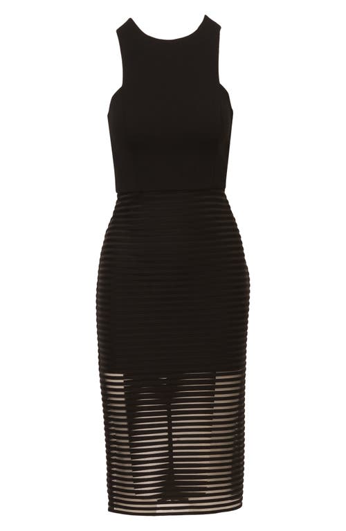 ADRIANNA PAPELL ADRIANNA PAPELL SHADOW STRIPE SLEEVELESS MIDI DRESS