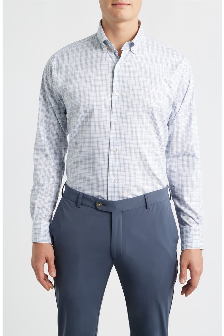 Douglas Crown Lite Check Performance Twill Button-Down Shirt, Main, color, GALE GREY