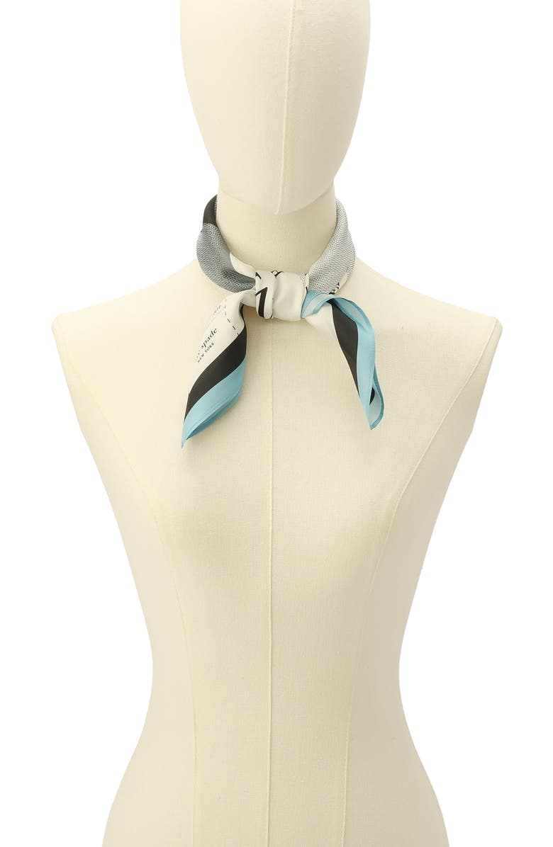 Kate Spade New York missing shoe square silk bandana, Alternate, color, Black Cream