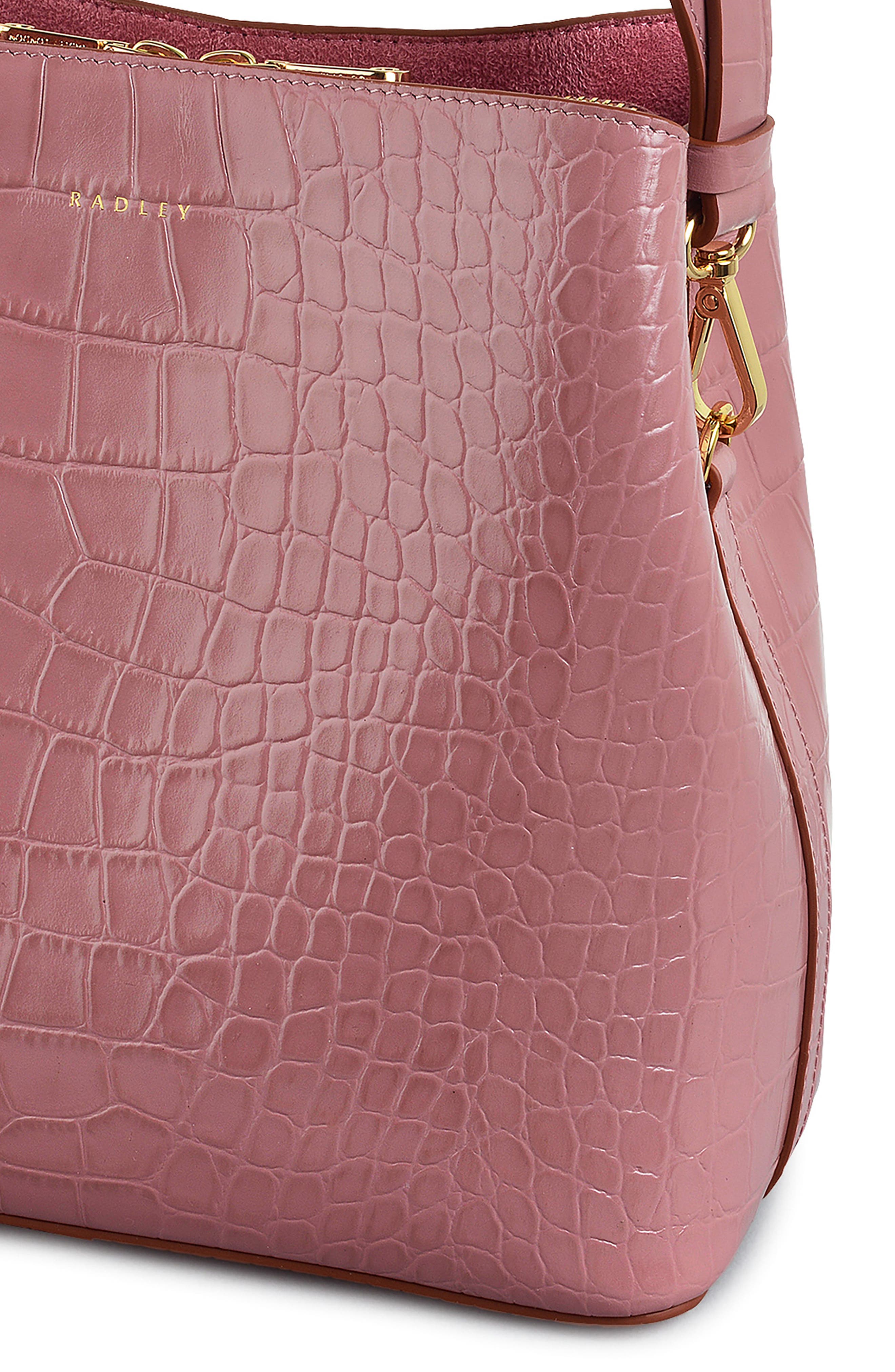 Radley Medium Duke's Place Croc-Embossed Leather Crossbody Bag, Alternate, color, French Rose