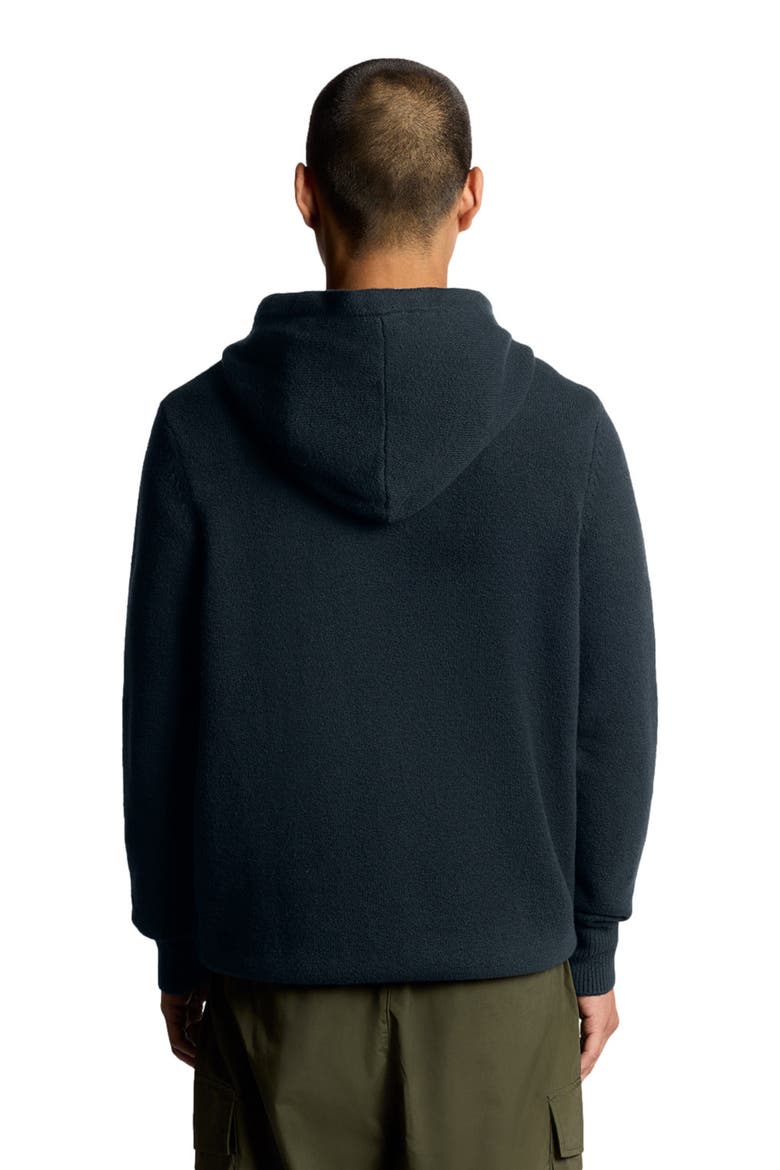 Script Long Sleeve Knitted Hoodie, Alternate, color, Dark Navy