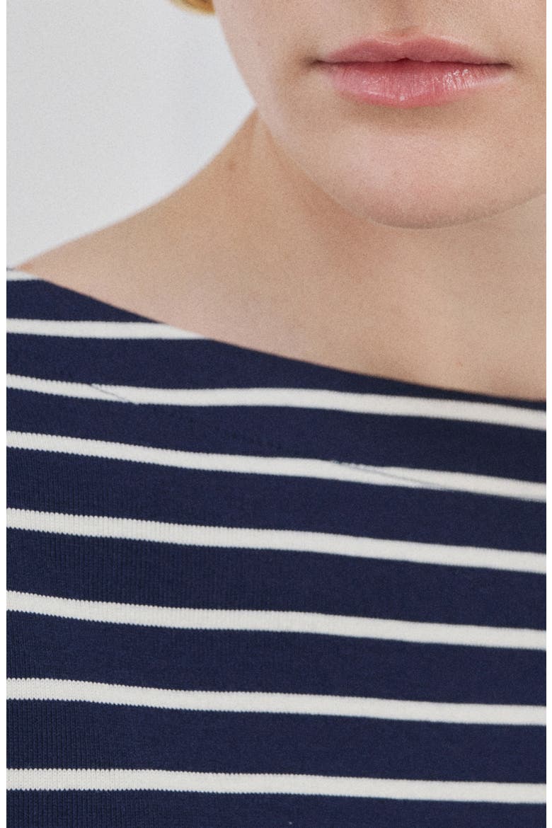 Stripe Boatneck Sweatshirt, Alternate, color, NAVY