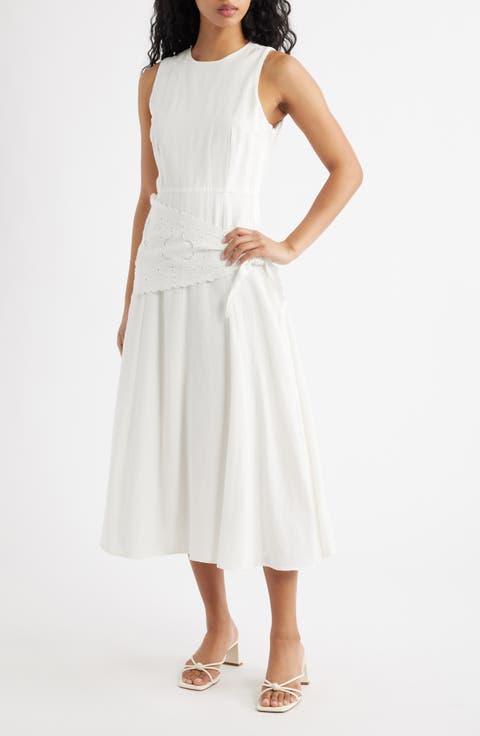 Embroidered Handkerchief Midi Dress