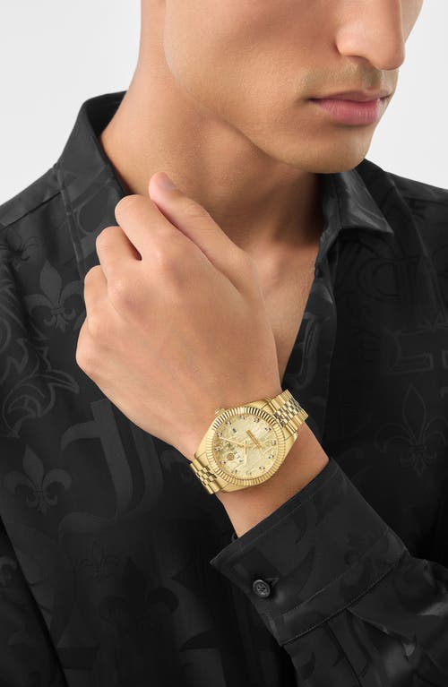 Philipp Plein Date Superlative Crystal Watch In Ip Yellow Gold