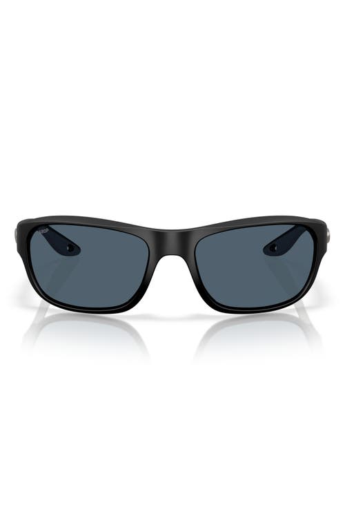 Costa Del Mar Clipperton 58mm Polarized Rectangular Sunglasses In Matte Black/gray 580p