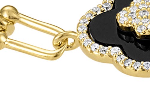 Fzn Onyx & Cubic Zirconia Clover Chain Bracelet