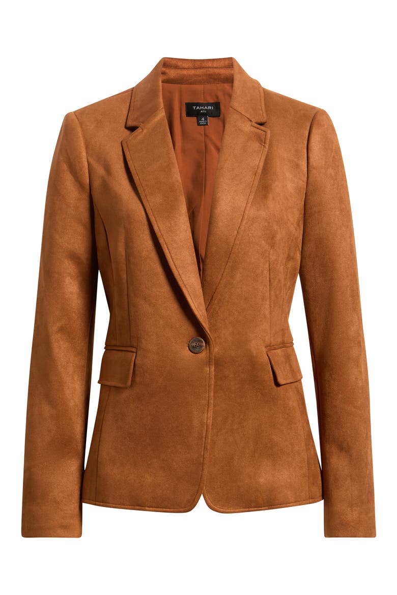 Faux Suede Blazer, Main, color, LUGGAGE