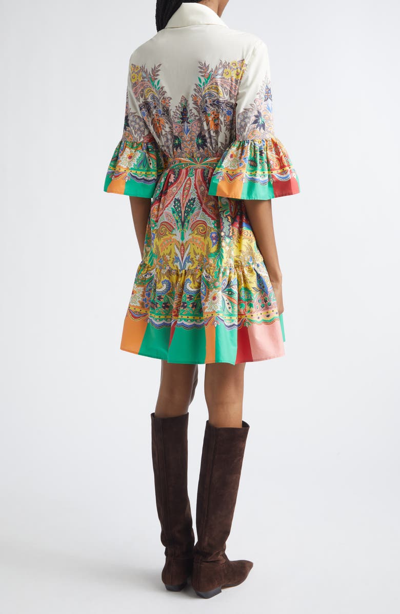 Etro Paisley Print Belted Stretch Cotton Shirtdress, Alternate, color, Print On White Base
