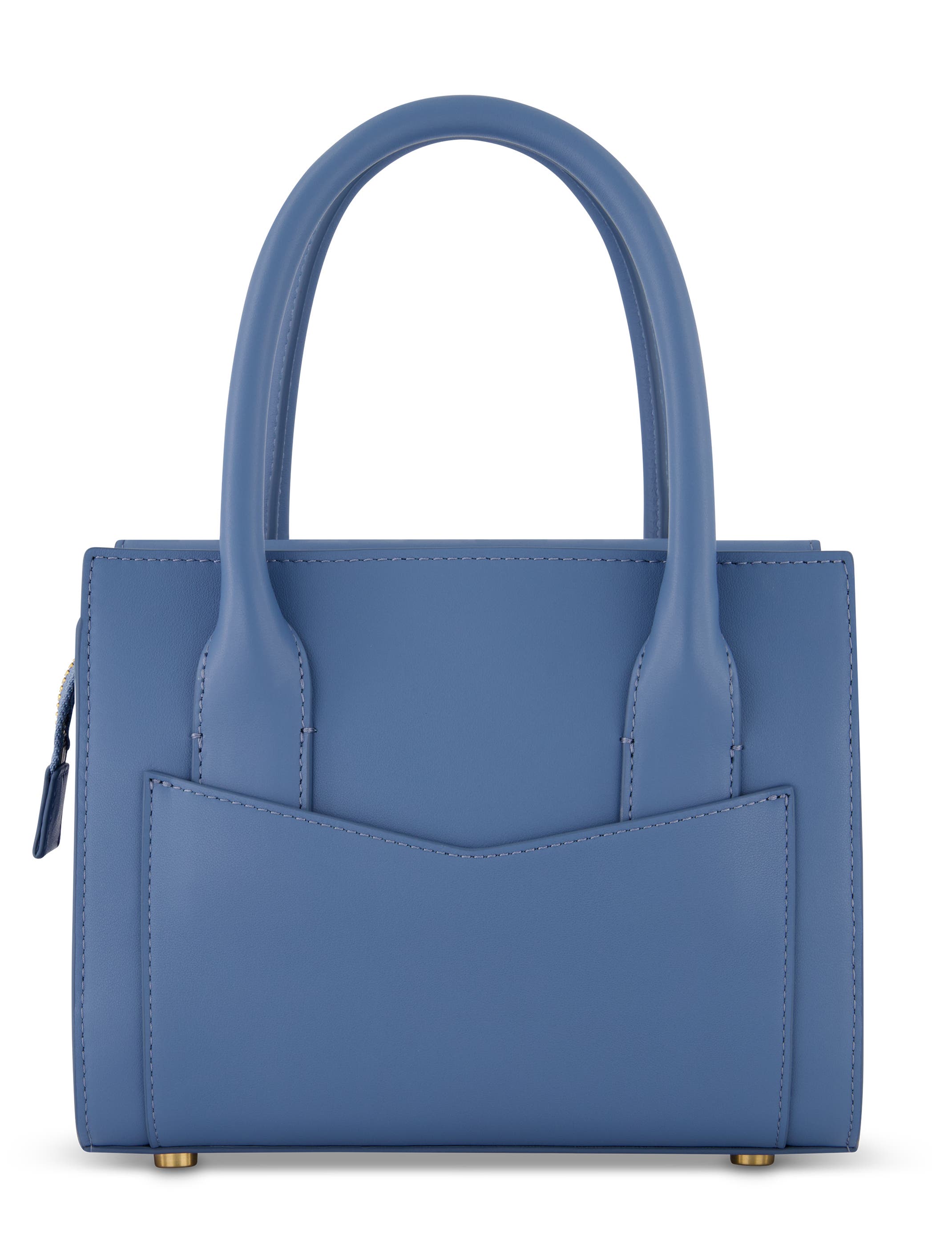 Mac Duggal Gold Plated Hardware Small Leather Tote Bag, Alternate, color, Twilight