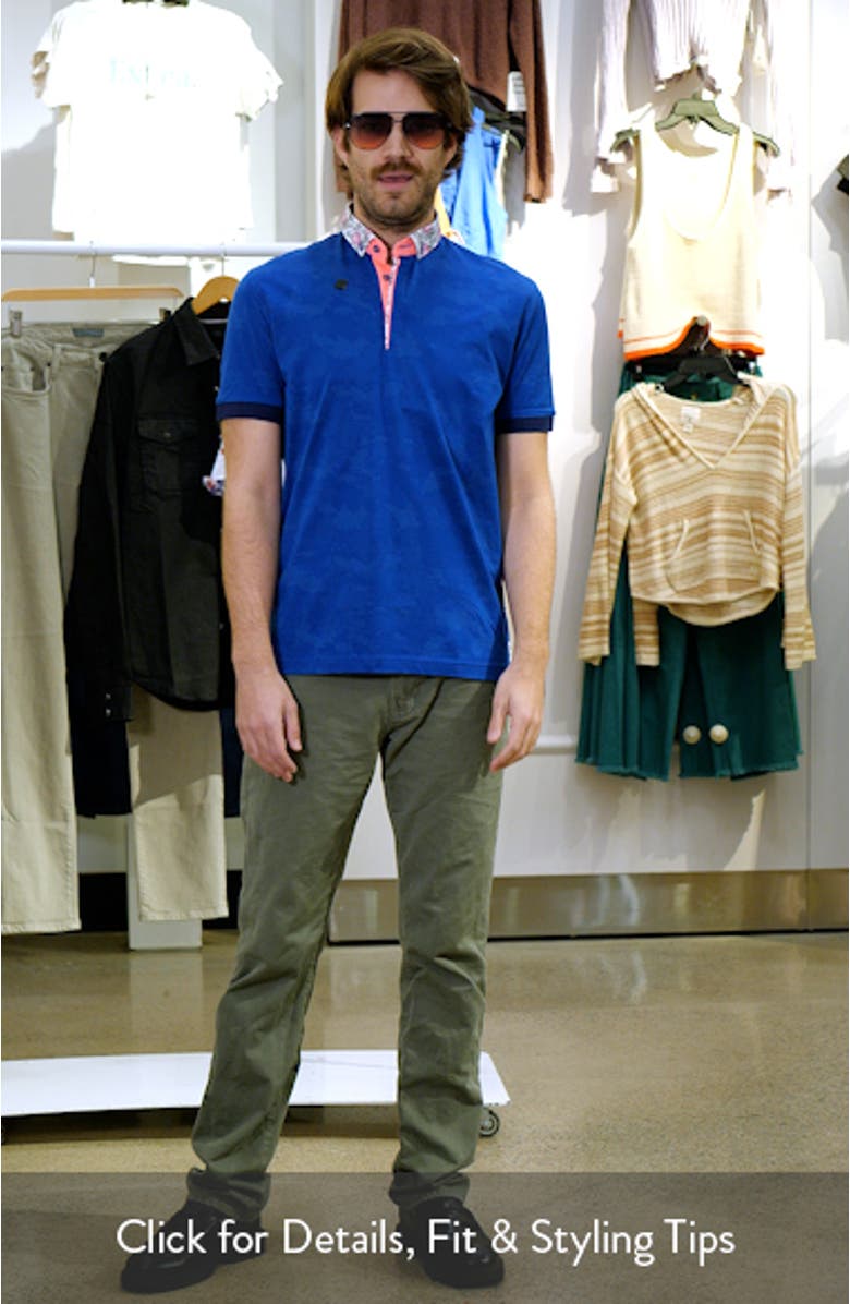 Mozarttazo Blue Jacquard Button-Down Polo, sales video thumbnail