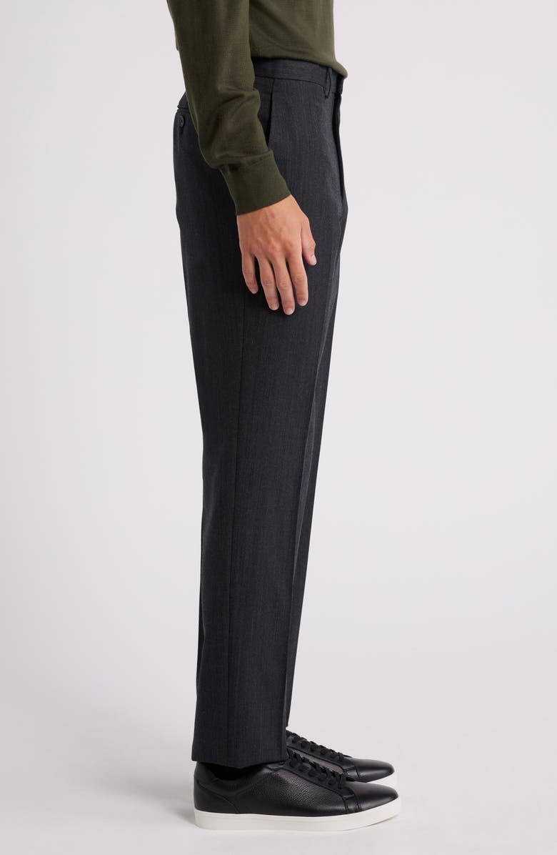 Theory Mayer Herringbone Wool Blend Flannel Dress Pants, Alternate, color, Charcoal Multi