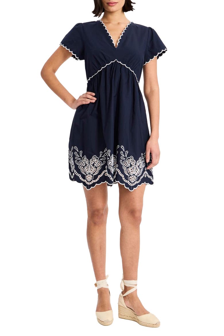 V-Neck Cotton Minidress, Main, color, NAVY BLAZER