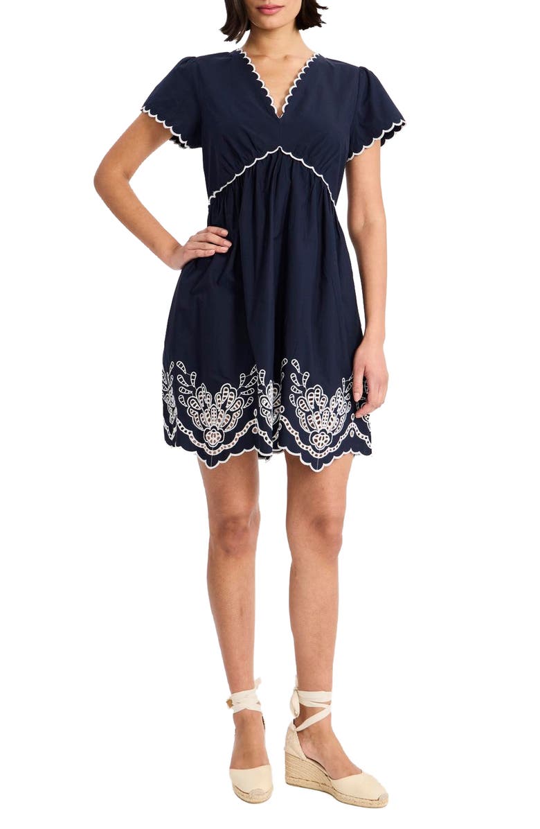 Maggy London V-Neck Cotton Minidress, Main, color, 