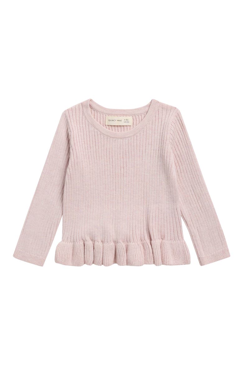 Kids' Rib Knit Peplum Sweater, Main, color, LILAC
