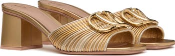 【Valentino Garavani】VLogo Signature メタリック スライド Valentino Garavani VLogo Signature Metallic Leather Slide