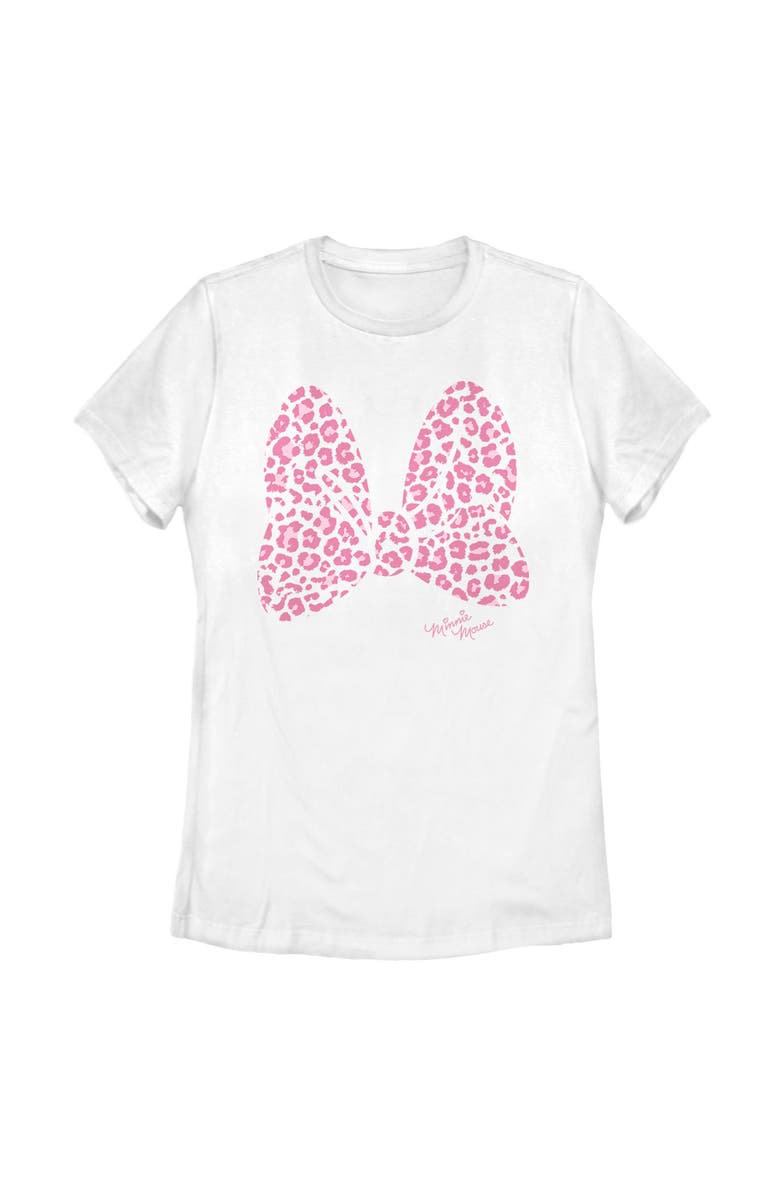 Minnie Mouse Women's Minnie Mouse Cheetah Print Bow  Graphic T-Shirt, Main, color, White
