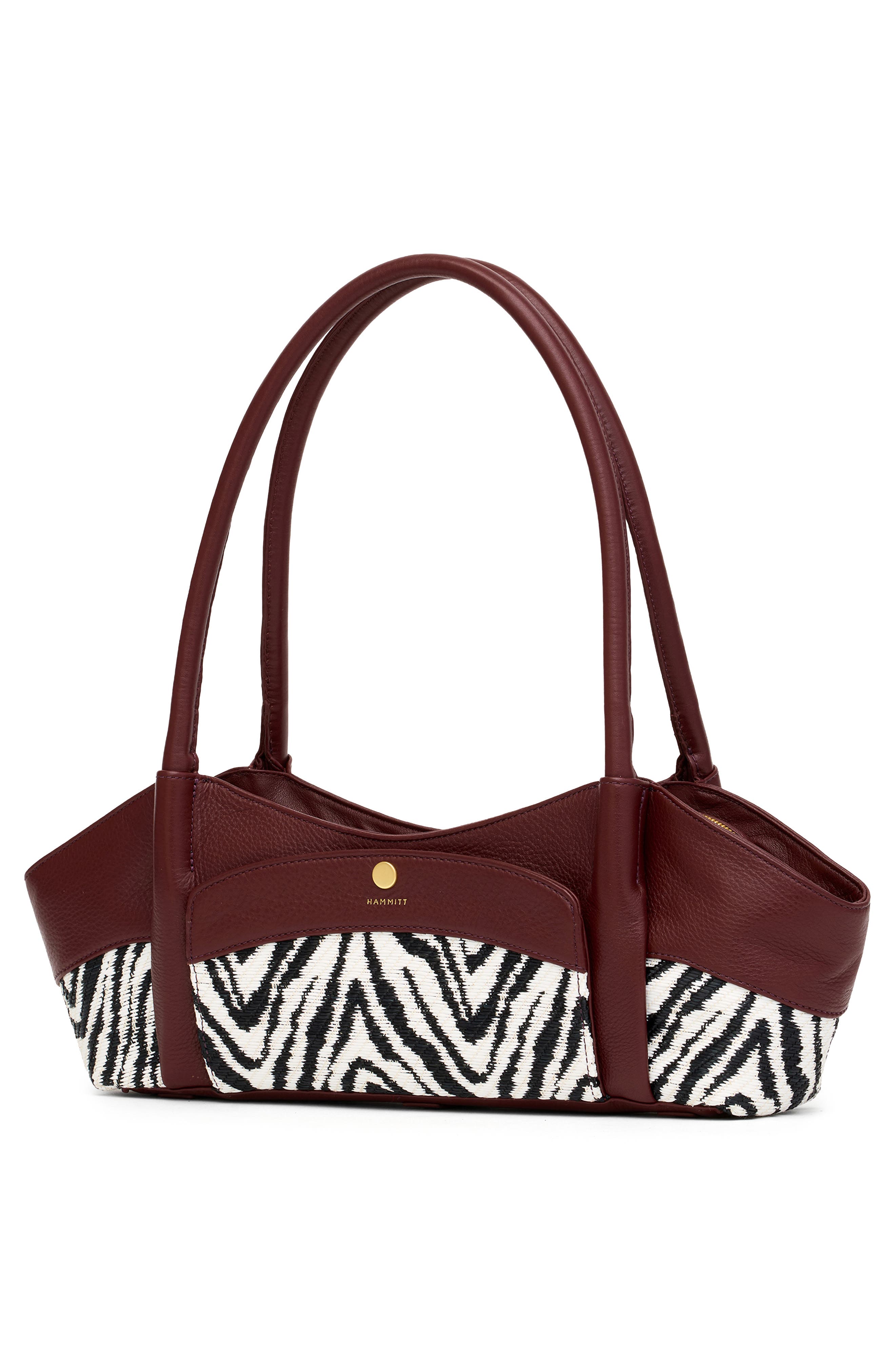 HAMMITT Paul Leather & Raffia Shoulder Bag, Alternate, color, Zebra/ Brushed Gold