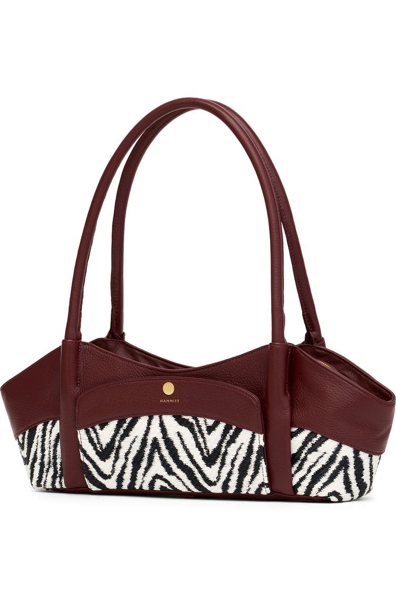 HAMMITT Paul Leather & Raffia Shoulder Bag, Alternate, color, Zebra/ Brushed Gold