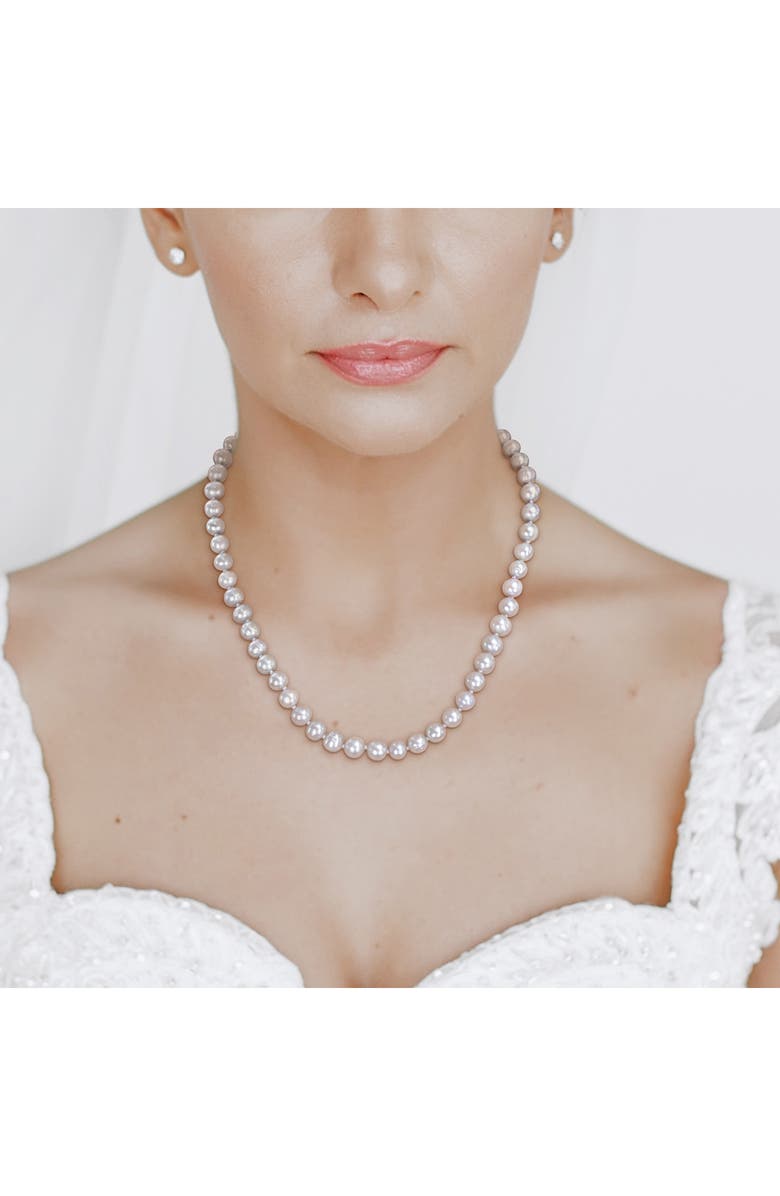 DELMAR Freshwater Pearl Necklace, Bracelet & Stud Earrings Set, Alternate, color, Grey