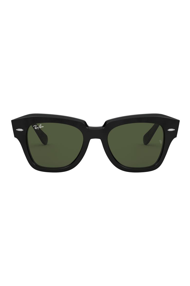 State Street 49mm Small Square Sunglasses, Main, color, BLACK/ GREEN SOLID
