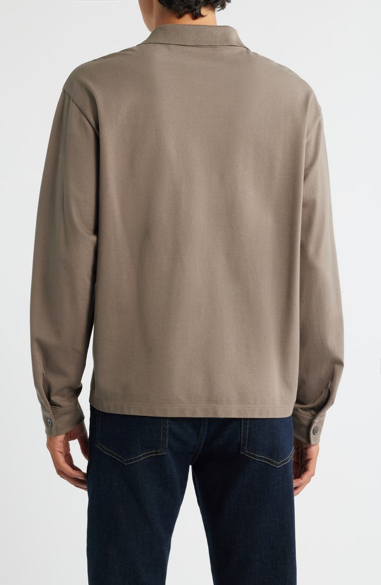FRAME Long Sleeve Piqué Polo, Alternate, color, Smoky Mocha