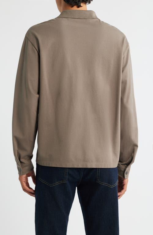 Frame Long Sleeve Piqué Polo In Brown