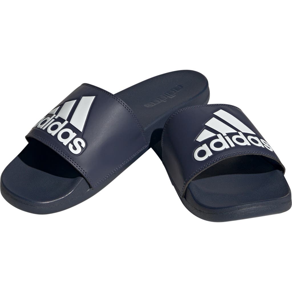 Adidas Originals Adidas Adilette Comfort Slide Sandal In Navy/white/navy