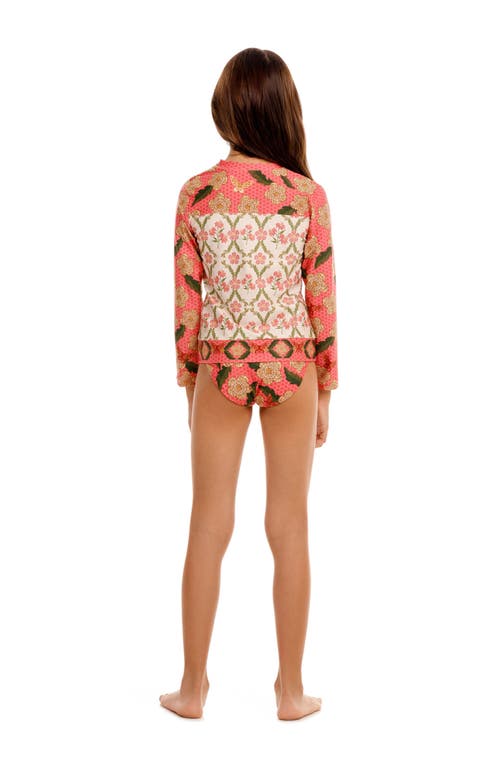 Agua Bendita Kids' Lackie Upf 50 Two-piece Rashguard Swimsuit In Pink