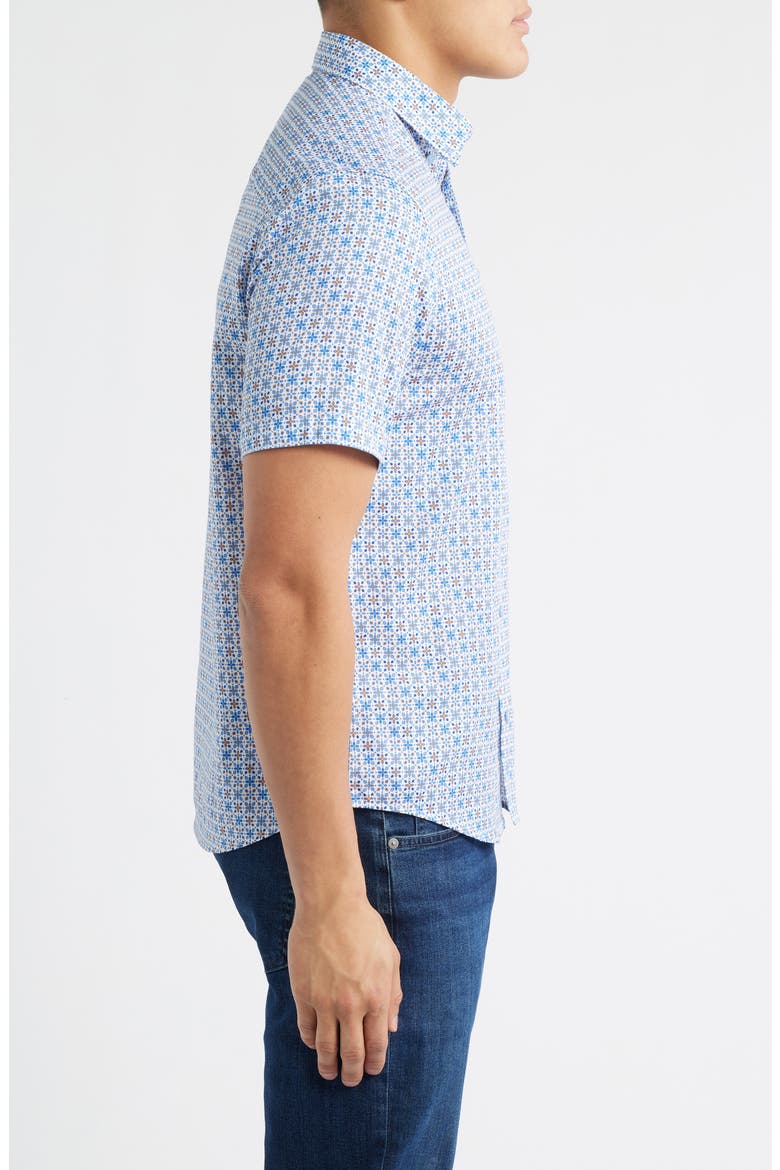Logan Print Button-Up Shirt, Alternate, color, BLUE / ORANGE GEO FLORAL