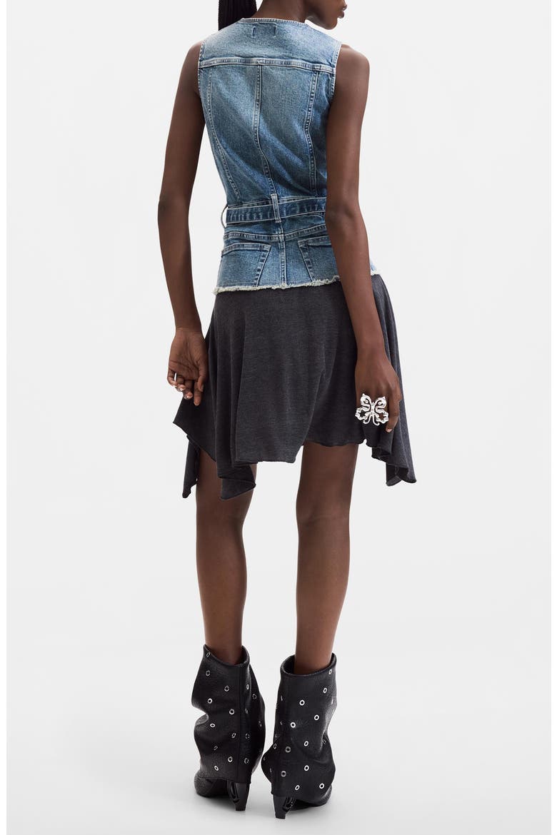 Belted Mixed Media Dress, Alternate, color, DARK BLUE