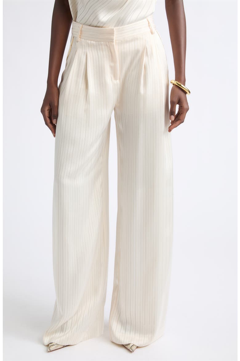 Jasmine Pleated Pinstripe Wide Leg Pants, Main, color, WINTER WHITE