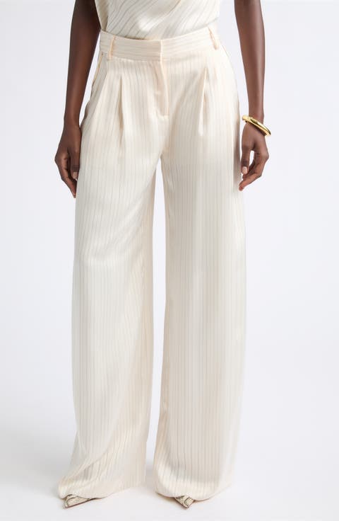 Jasmine Pleated Pinstripe Wide Leg Pants