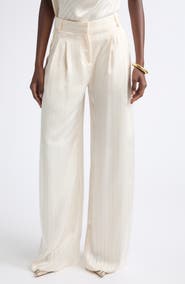 Ramy Brook Jasmine Pleated Pinstripe Wide Leg Pants