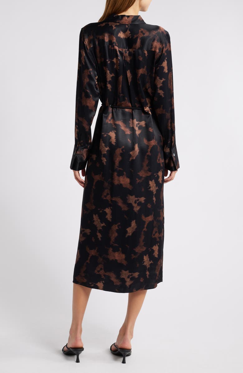 Rails Anina Drawstring Waist Long Sleeve Satin Midi Shirtdress, Alternate, color,