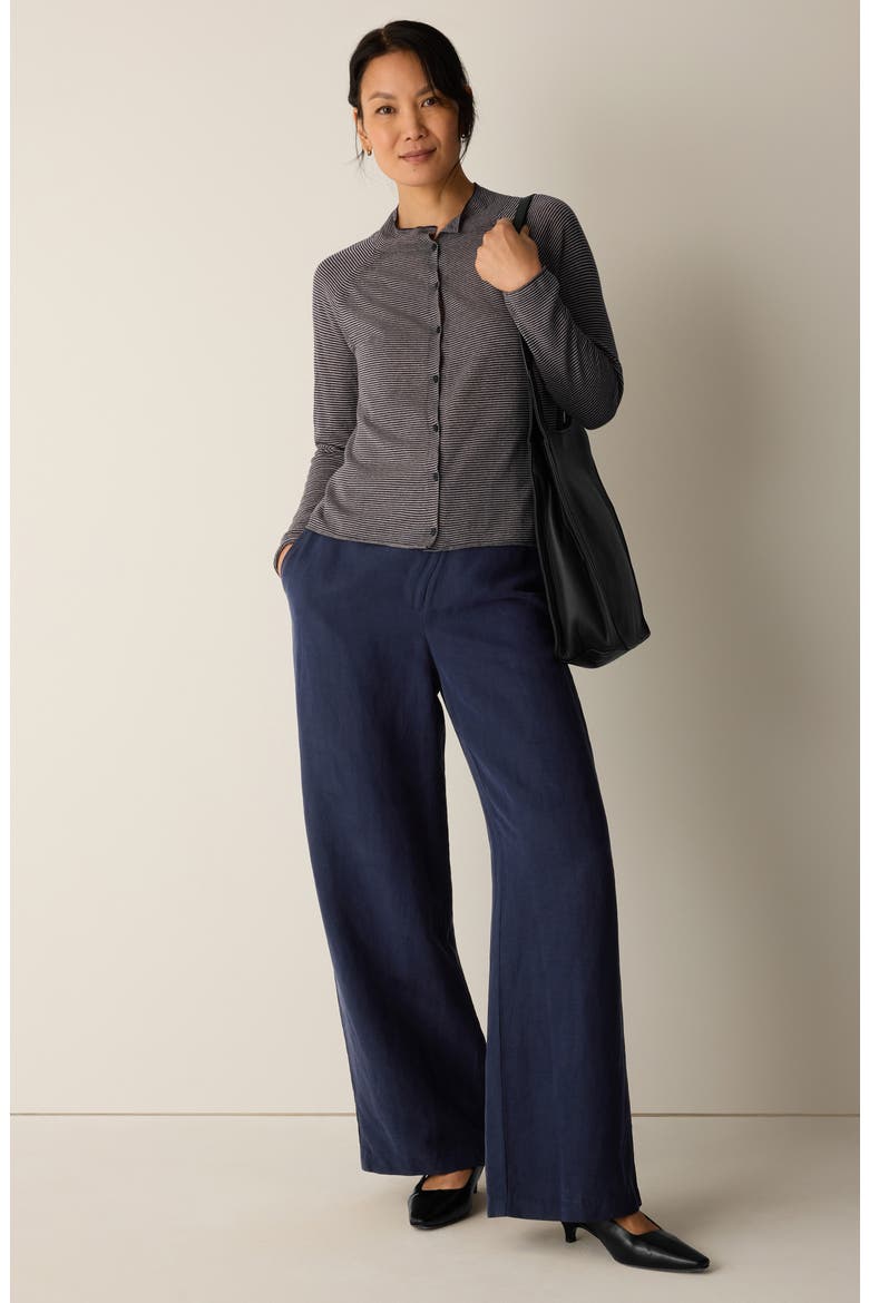 Organic Linen & Organic Cotton Cardigan, Alternate, color, INK