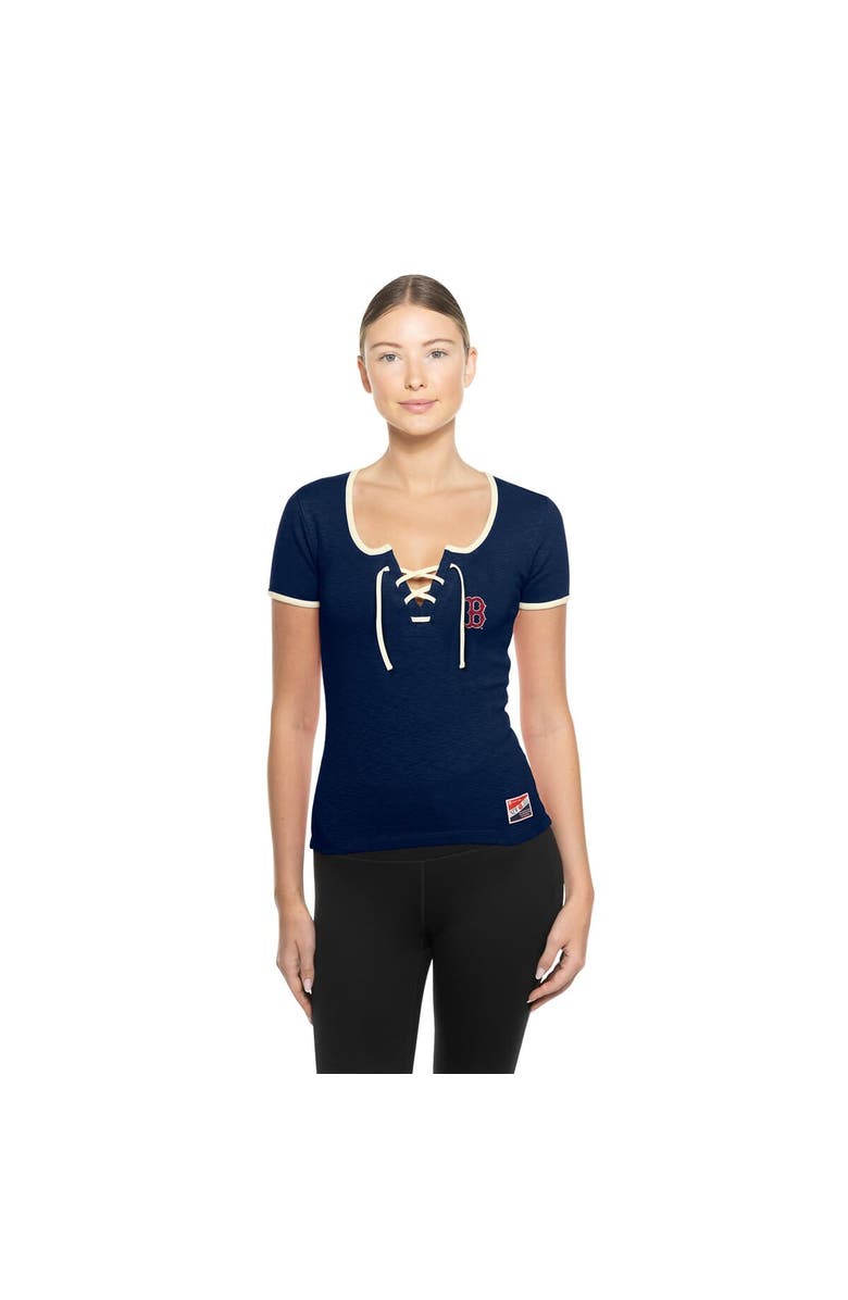 New Era Women's New Era Navy Boston Red Sox Throwback Lace Up T-Shirt, Main, color, Navy