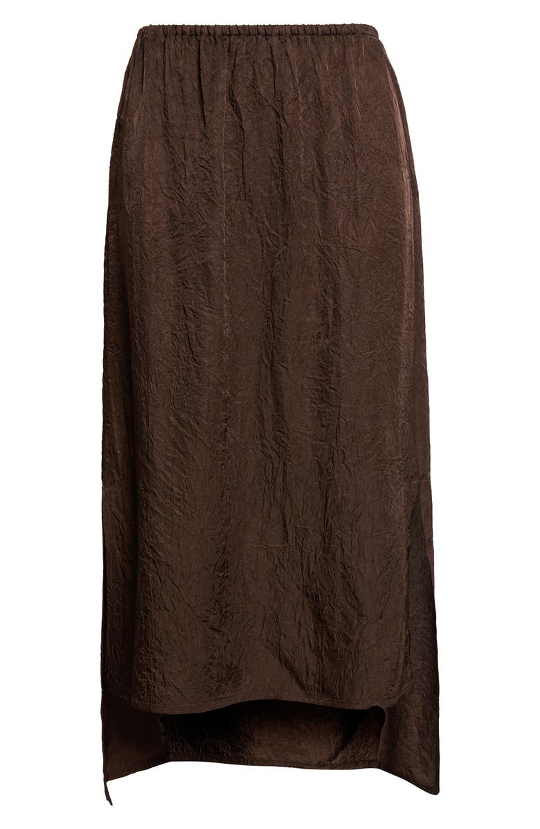 OSSOU Laurel Crinkle Satin High-Low Slip Skirt, Main, color, Cedar