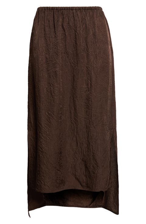 Laurel Crinkle Satin High-Low Slip Skirt