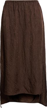 OSSOU Laurel Crinkle Satin High-Low Slip Skirt