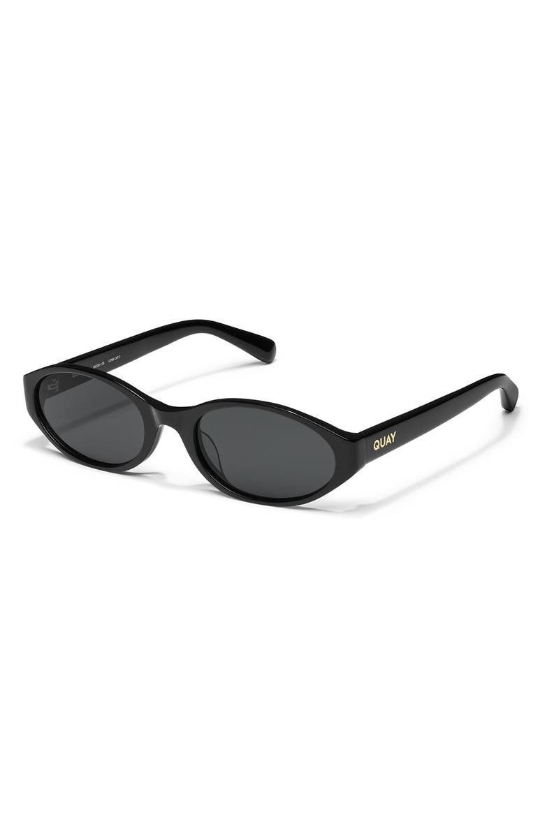 QUAY Aura Points 55mm Oval Sunglasses, Alternate, color, Black/ Smoke