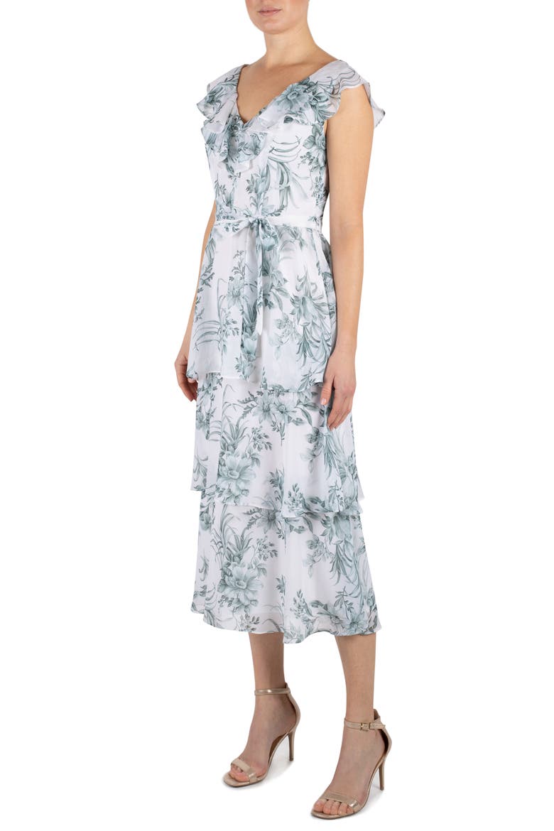 Ruffle Tiered Dress, Alternate, color, IVORY MULTI