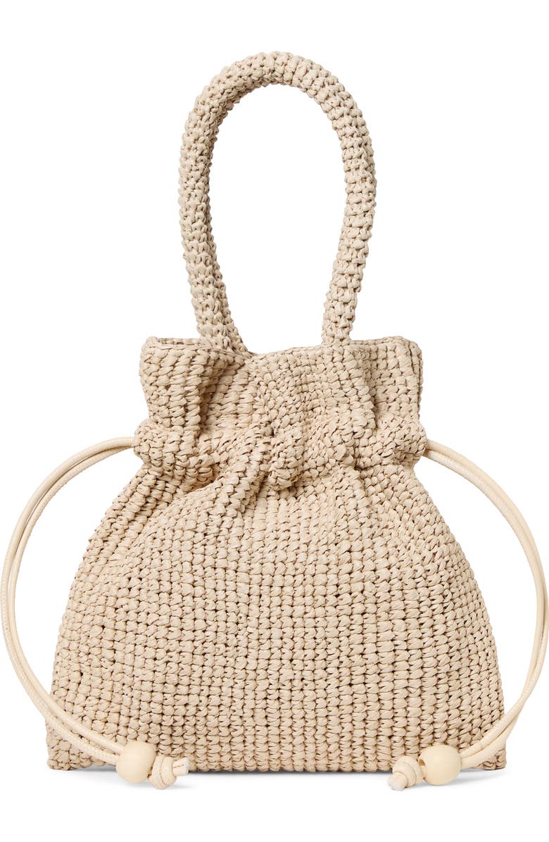 Loeffler Randall Kylie Raffia Drawstring Pouch, Main, color, Natural