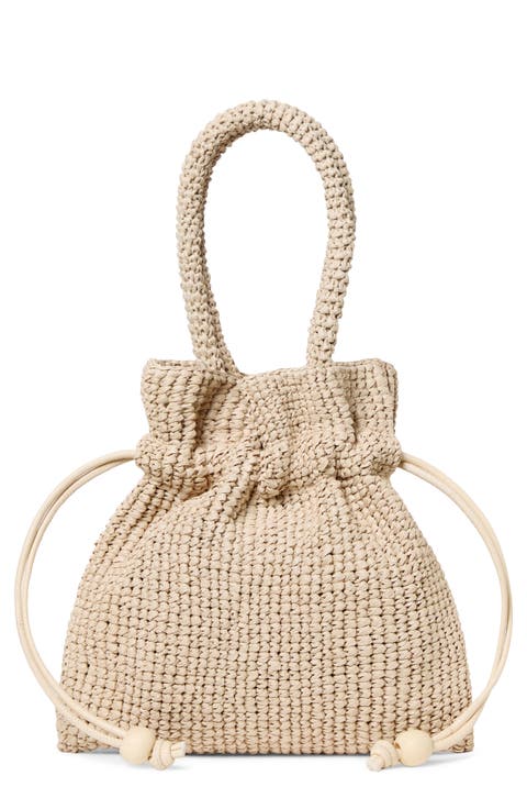 Kylie Raffia Drawstring Pouch