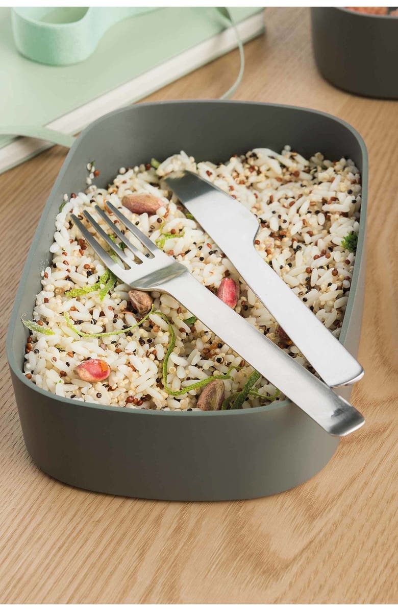 BergHOFF Leo 3-Piece Dual Bento Box Set with Strap - Grey/Mint, Alternate, color, Grey