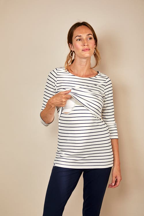 The Bshirt Nursing 3/4 Sleeve Top In Multi