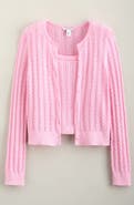 Nordstrom Kids' Cable Stitch Cardigan & Sweater Tank Set