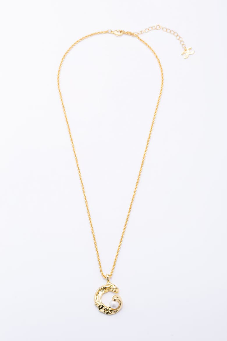 Nicole Molten C Hoop Pendant Necklace, Alternate, color, Gold
